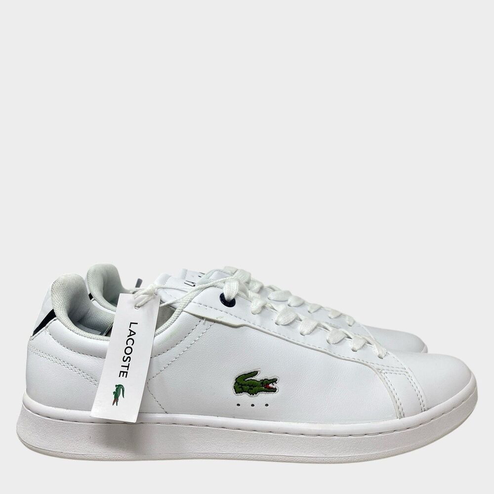 Lacoste Sneakers Mens 8.5 White Leather Low Top Casual Tennis‎ Carnaby Pro Shoes